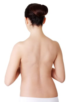 Young beauty nude women back, isolated on white