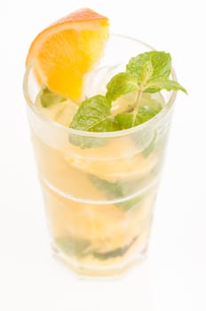 Mojito a Cuban cocktail made with cuban rum, lime, sugar , a splash of soda and flavoured with fresh fruit of your choice