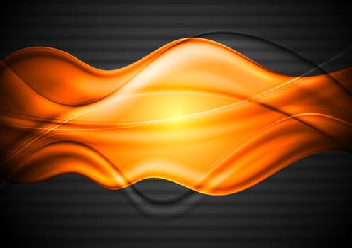 Abstract orange and black wavy background. Eps 10 vector design