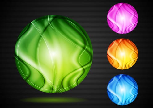 Colourful circles with waves pattern. Eps 10 vector background