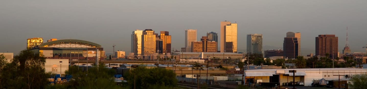 The Buildings and Landscape of Phoenix Arizona Skyline Before The Sun Rises