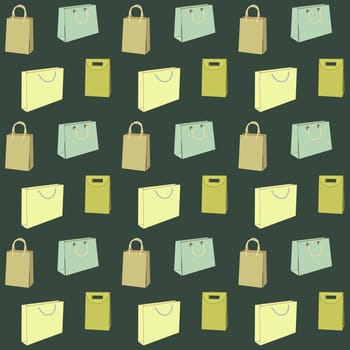 Several seamless pattern with shopping bags of different shapes