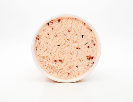 Overhead shot of caramel and biscuit lid ice cream