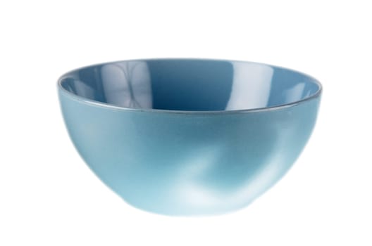 Blue ceramic bowl, isolated on white