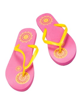 a pair of pink flip-flops on a white background