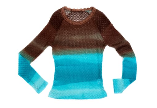 Women's knitted striped sweater isolated on a white background