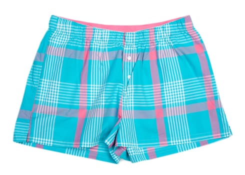 The blue plaid shorts. Isolate on white
