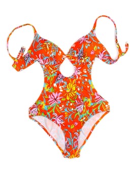 Colorful fused female swimsuit. Isolate on white.