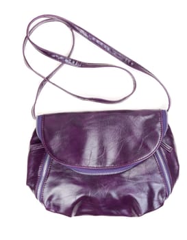 Fashionable women's purple leather bag. Isolate on white