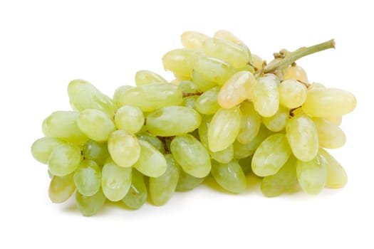 Perfect bunch of white grapes isolated on white background