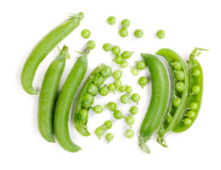 fresh green peas isolated on a white background