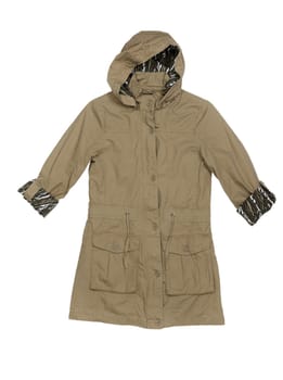 Fashionable women's jacket with a hood. Isolate on white.