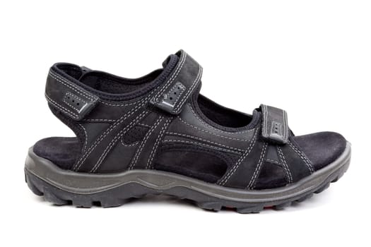 Male black suede sandal isolated over white