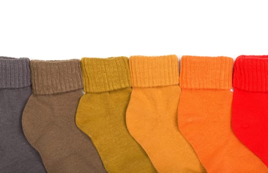 Colored socks isolated on white background