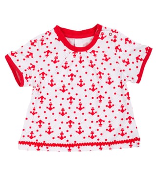 baby dress with a pattern in the shape of an anchor. Isolate on white.