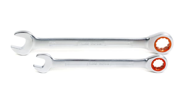 Two keys with automatic head for nuts. Isolate on white.