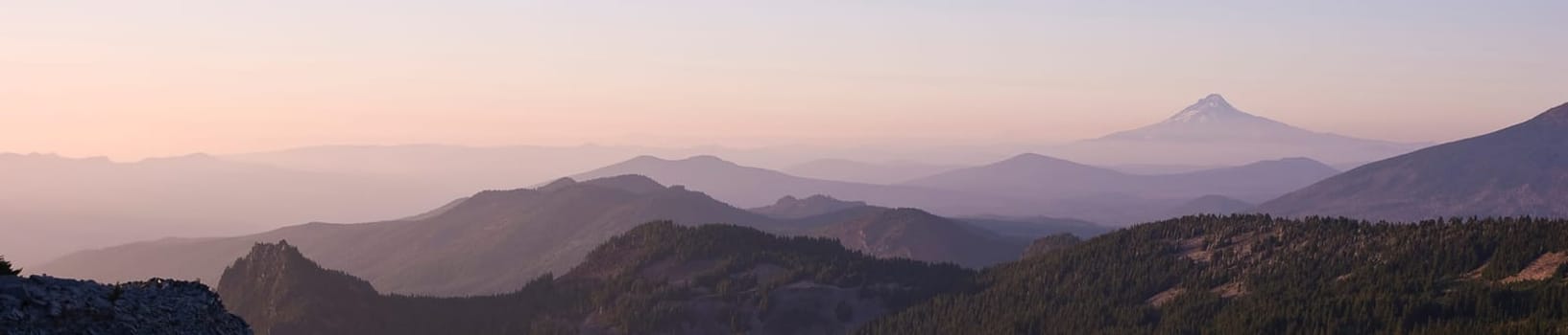 This is the view coming down the trail looking at Mount Hood in the Distance Viewed From Park Butte Oregon