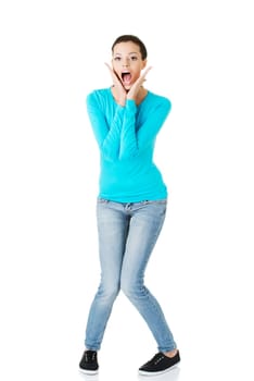 Woman stressed is going crazy in frustration.