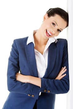 Portrait of young businesswoman or student in elegant clothes