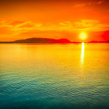 Amazing sunset over the sea.