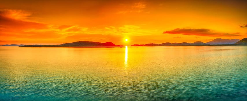 Sunrise over the sea. Panorama