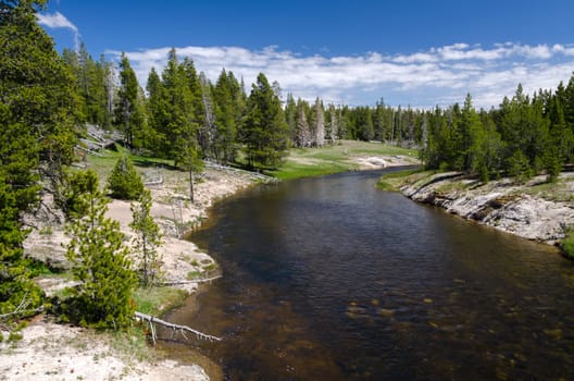 Yellowstone River in Yellowstone National Park in Wyoming