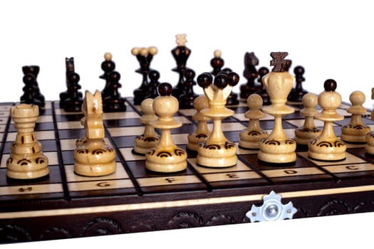 Chess board with figures during chess play