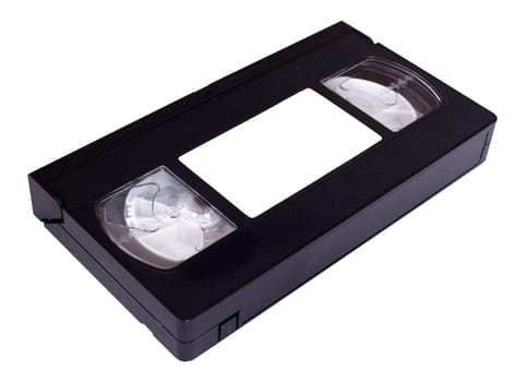 VHS cassette with wite label isolated on white