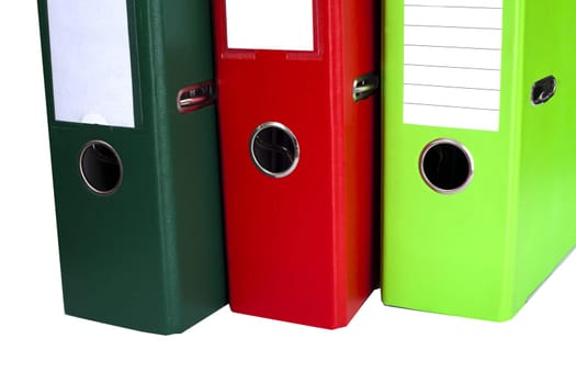 Colorful office folders binders isolated on white