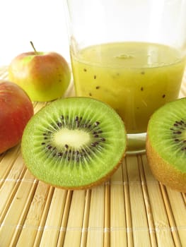 Green smoothie with kiwi and apple