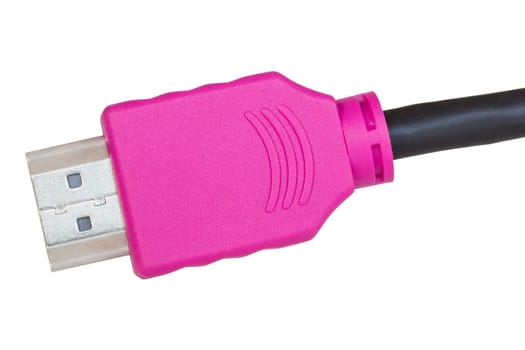 Pink HDMI cable isolated on white background