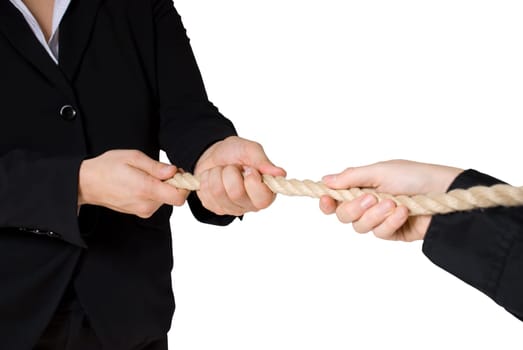 tug of war between business people, isolated