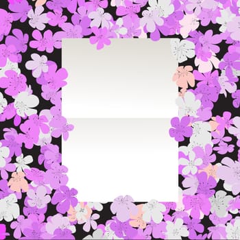 Blank paper over a floral background, abstract art