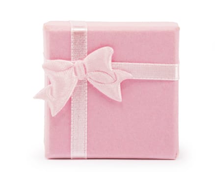 Christmas box gifts with satin bow isolated on white background