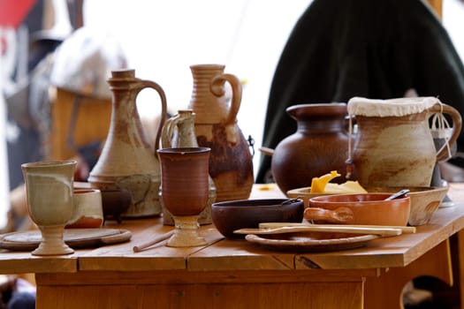 Setting the table at a medieval market