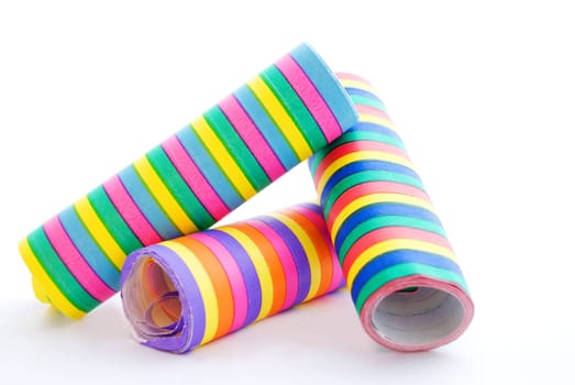 three paper streamer as decoration, isolated