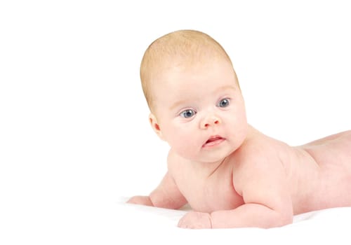 New born baby girl isolated on white