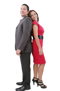 Happy couple in love. Isolated over white background.