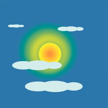 illustration with the sun goes behind a cloud for your design