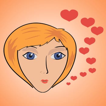 illustration with girl and heart for your design