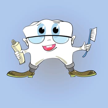 colorful illustration with tooth and toothpaste for your design