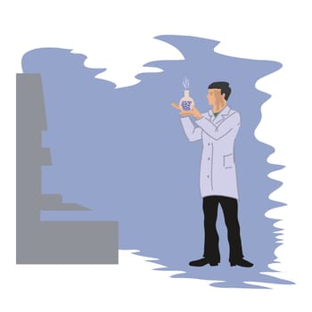 colorful illustration with chemist for your design