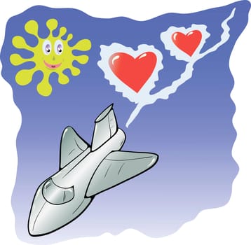 colorful illustration with plane for your design