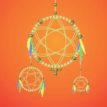 colorful illustration with dream catcher for your design