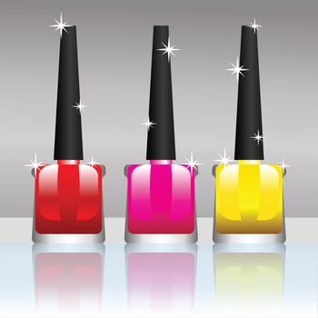 colorful illustration with nail polish bottles for your design