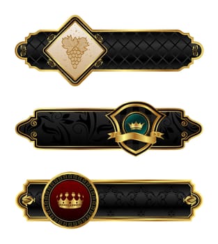 Illustration black-gold decorative frames - vector