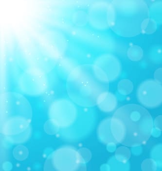 Illustration abstract blue background with sunbeam - vector