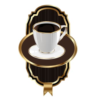 Illustration vintage label for packing coffee, isolated on white background - vector