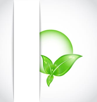 Illustration green leaves with bubble sticking out of the cut paper - vector