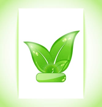 Illustration green nature leaves on sheet - vector